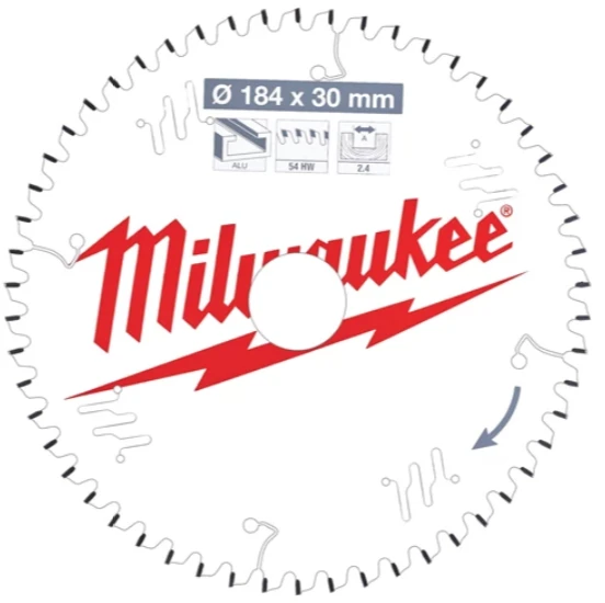 Milwaukee - Kreissägeblatt Holz/Alu Für Handkreissägen 184/30mm Z54 Flachtrapezzahn Negativ (4932471299) 1 Milwaukee - Kreissägeblatt Holz/Alu Für Handkreissägen 184/30mm Z54 Flachtrapezzahn Negativ (4932471299)