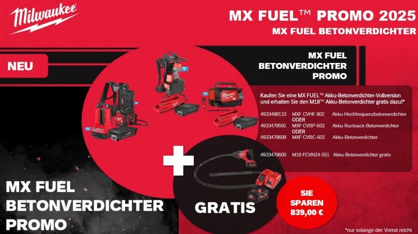 Milwaukee - MX FUEL Akku - Betonverdichter (MXF CVHF) 2 Milwaukee - MX FUEL Akku - Betonverdichter (MXF CVHF) – Bild 2